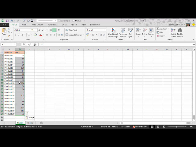 فیلم آموزشی: Excel - چسباندن ویژه (گزینه پرش خالی) با زیرنویس فارسی