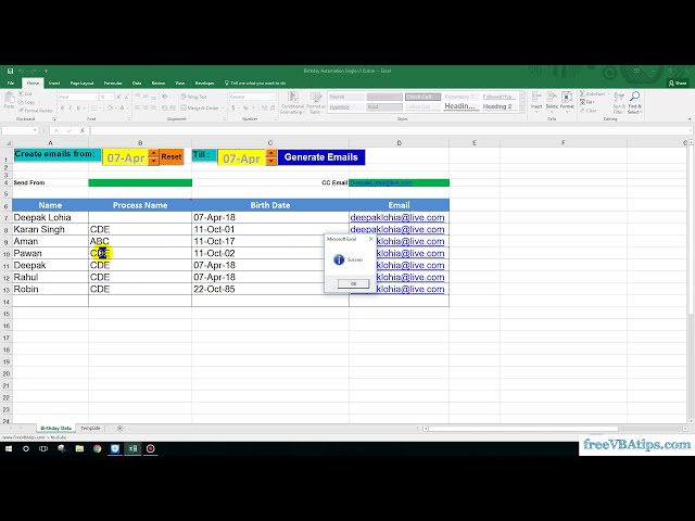 فیلم آموزشی: ارسال ایمیل تولد با استفاده از excel vba - تک فایل - نمونه پیوست - vbatip#47 با زیرنویس فارسی