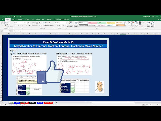 فیلم آموزشی: ریاضیات اکسل و تجارت 13: عدد مختلط به کسری نامناسب، کسری نامناسب به عدد مختلط