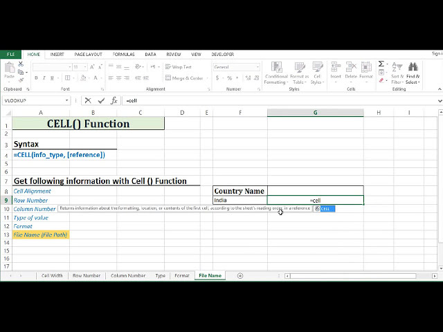 فیلم آموزشی: فرمول دریافت مسیر فایل، شماره ردیف با استفاده از تابع سلول در MS Excel.- Excel Desitnation با زیرنویس فارسی