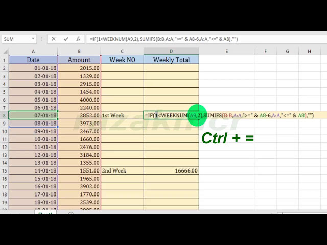 فیلم آموزشی: Sumifs With Weeknumber Sum Weekly Total Formula Excel