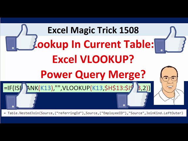 فیلم آموزشی: ترفند جادویی اکسل 1508: جستجو در جدول فعلی؟ خود بپیوندید؟ VLOOKUP یا Power Query؟ با زیرنویس فارسی