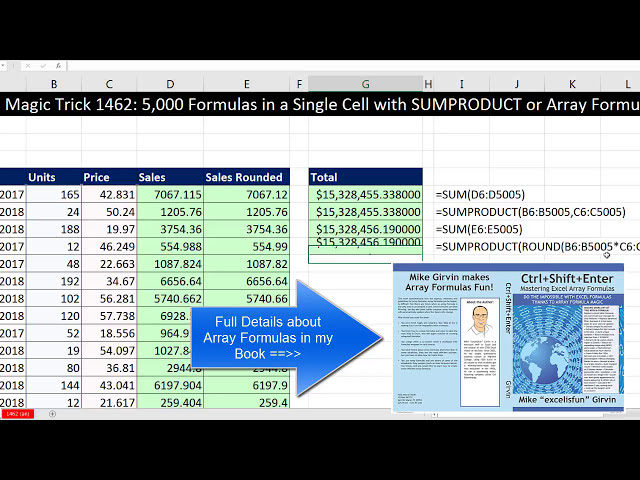 فیلم آموزشی: ترفند جادویی اکسل 1462: 5000 فرمول در یک سلول با فرمول SUMPRODUCT یا آرایه؟ با زیرنویس فارسی