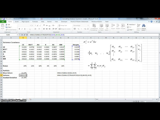 فیلم آموزشی: محاسبه واریانس پورتفولیو با استفاده از ماتریس کوواریانس واریانس در اکسل با زیرنویس فارسی