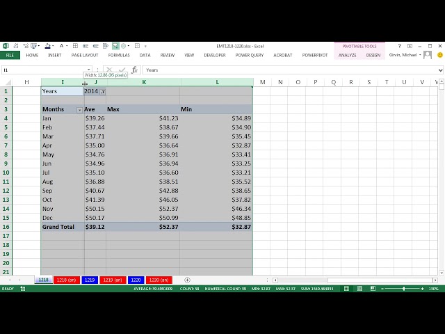 فیلم آموزشی: ترفند جادویی Excel 1218: PivotTable & Slicer برای نمایش قیمت سهام تاریخی بر اساس سال و ماه با زیرنویس فارسی