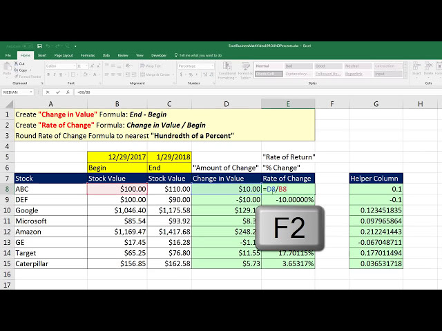 فیلم آموزشی: Excel & Business Math 19: با استفاده از تابع ROUND و فرمول نرخ تغییر، درصد را گرد کنید با زیرنویس فارسی