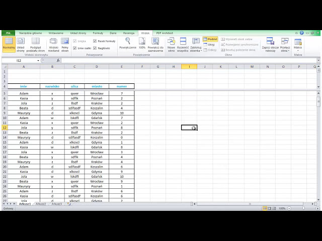 فیلم آموزشی: Excel - podstawy. ستون Blokowanie i Wierszy.