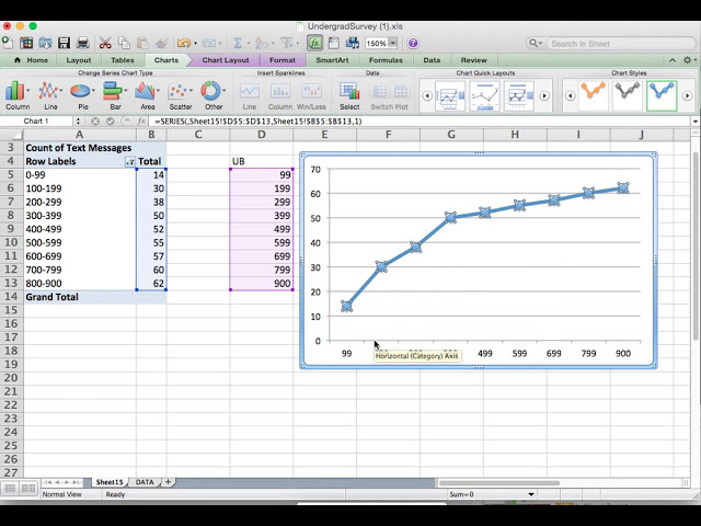 فیلم آموزشی: نمودار فرکانس تجمعی/چند ضلعی، Ogive (Mac Excel) با زیرنویس فارسی