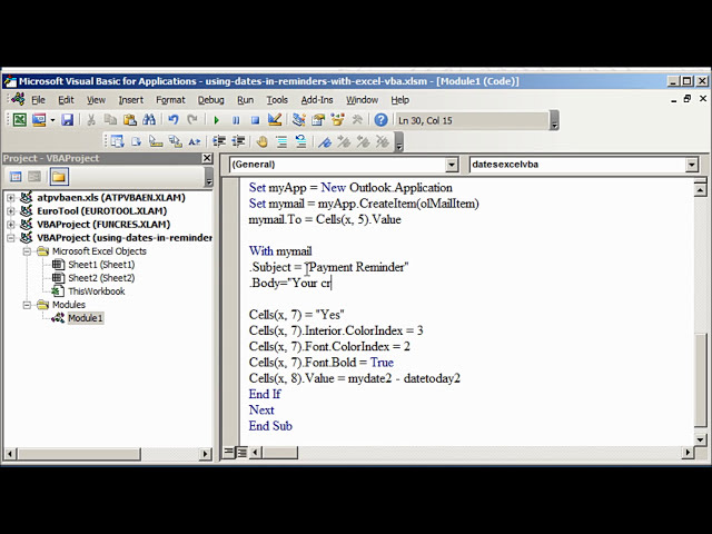فیلم آموزشی: استفاده از Dates با Excel VBA برای خودکارسازی یادآورهای ایمیل