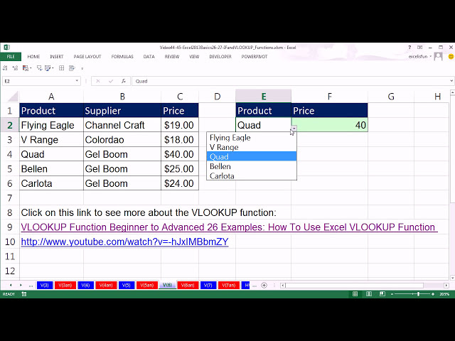 فیلم آموزشی: Office 2013 Class #45, Excel Basics 27: VLOOKUP Function Easy Easy 24 مثال - نحوه استفاده از VLOOKUP با زیرنویس فارسی