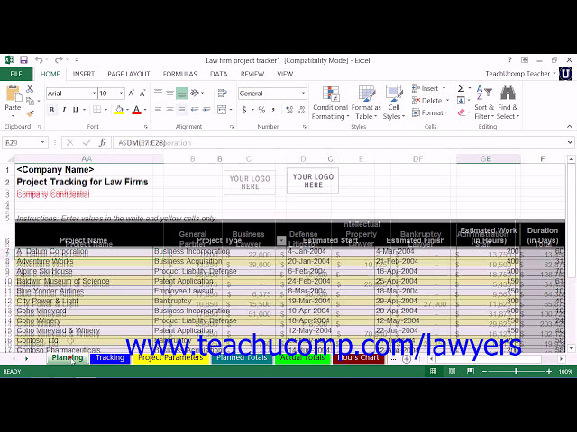 فیلم آموزشی: آموزش مایکروسافت اکسل 2013 برای وکلا: استفاده از ردیاب پروژه موسسه حقوقی، درس آموزشی 39.3 با زیرنویس فارسی