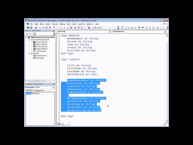 فیلم آموزشی: Excel VBA مقدمه قسمت 34 - اعلان های نوع (انواع تعریف شده توسط کاربر) با زیرنویس فارسی