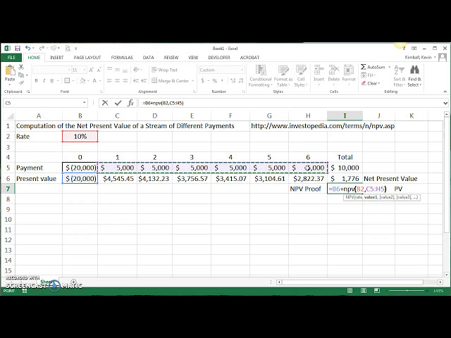فیلم آموزشی: ارزش فعلی خالص را با استفاده از تابع =NPV() Excel محاسبه کنید با زیرنویس فارسی