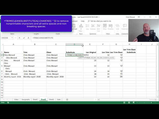 فیلم آموزشی: Excel: Trim - Clean - Substitute - توابع لنز برای تعمیر داده های شما توسط کریس منارد با زیرنویس فارسی