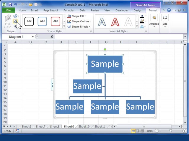 فیلم آموزشی: Excel 2010 تغییر اندازه گرافیک SmartArt یا نمودار سازمانی با زیرنویس فارسی
