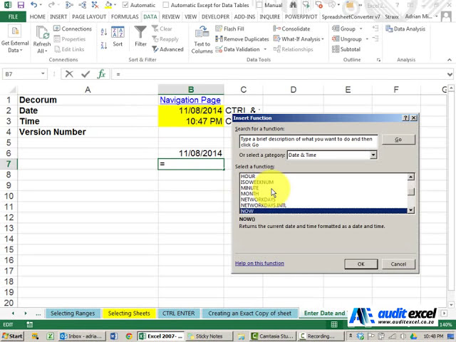 فیلم آموزشی: میانبر Excel Date Time Stamp 2013 - بدون تغییر و به روز رسانی خودکار با زیرنویس فارسی