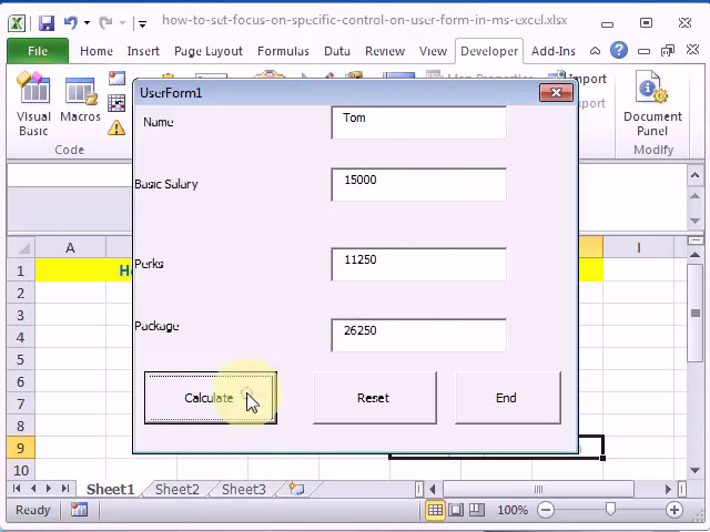 فیلم آموزشی: با استفاده از Excel VBA، تمرکز روی کنترل خاص را در فرم کاربر تنظیم کنید