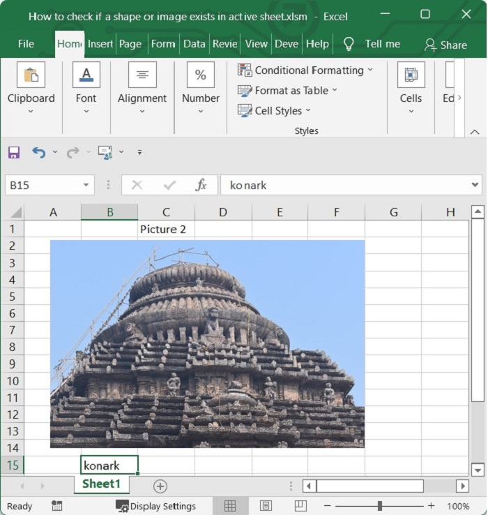 چگونه بررسی کنیم که آیا یک شکل یا تصویر در یک برگه فعال اکسل وجود دارد؟
