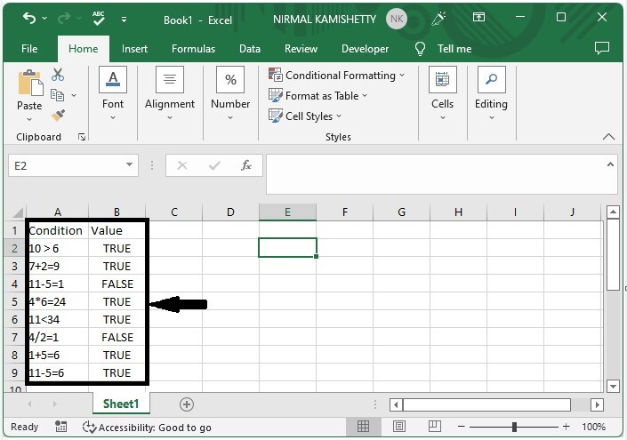 چگونه True False را به Checkbox در اکسل تبدیل کنیم؟