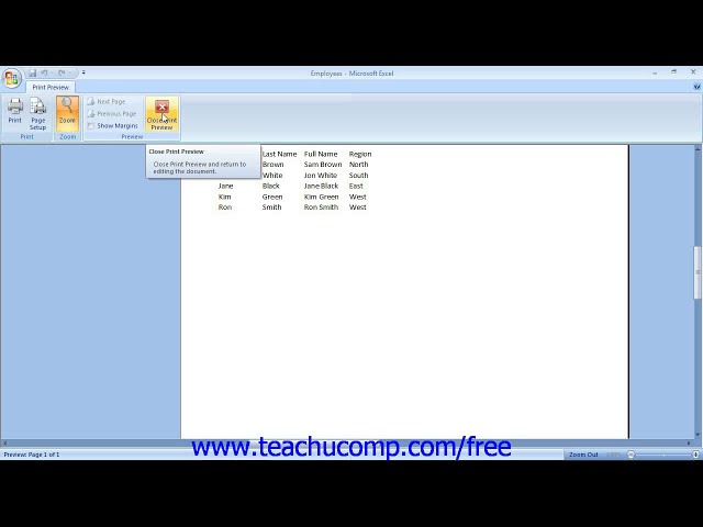 فیلم آموزشی: آموزش Excel 2007 Using Print Preview-2007 Only Microsoft Training Lesson 10.2 با زیرنویس فارسی