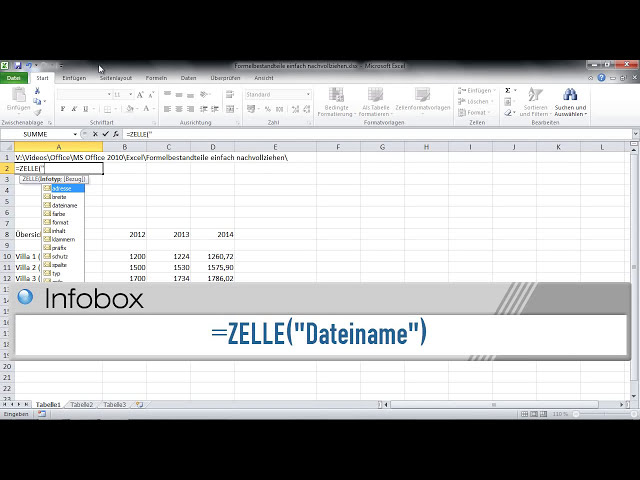 فیلم آموزشی: Excel 2010 - Dateipfad در Zelle anzeigen