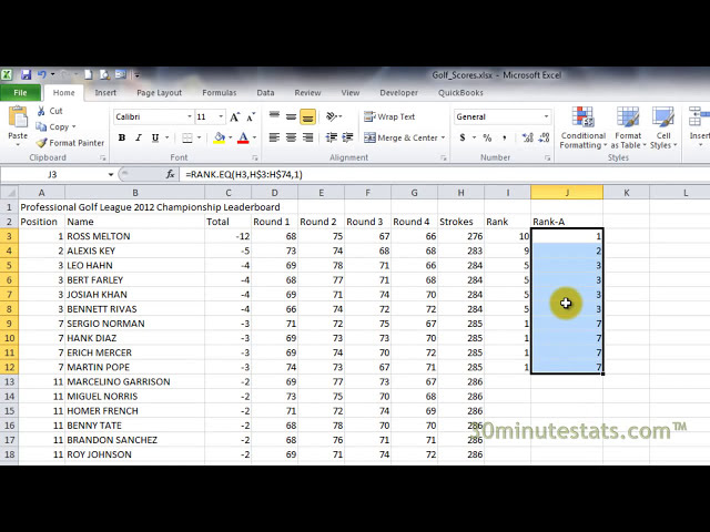 فیلم آموزشی: Excel 2010 - تابع Rank.EQ با زیرنویس فارسی