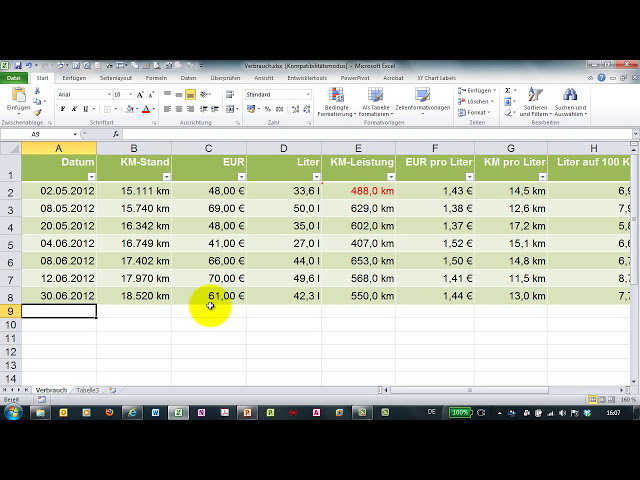 فیلم آموزشی: Benzinverbrauch mit Excel berechnen - Kosten auf 100 KM و غیره.