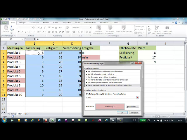 فیلم آموزشی: Excel - Bedingte Formatierung - Vergleich mit Referenzwerten