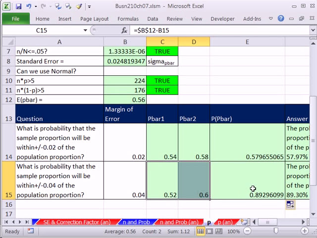 فیلم آموزشی: Excel 2010 Statistics 72: Sampling Distribution of Sample Proportation با زیرنویس فارسی