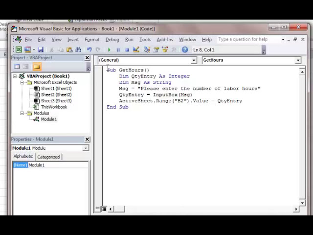 فیلم آموزشی: Excel 2010 VBA Tutorial 6: Creating User Input Message Box با زیرنویس فارسی