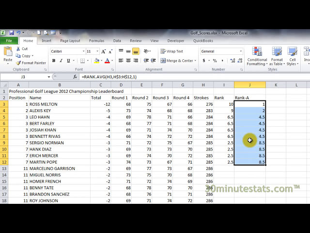 فیلم آموزشی: Excel 2010 - تابع RANK.AVG با زیرنویس فارسی