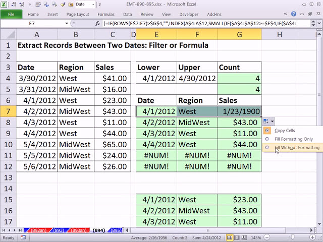 فیلم آموزشی: Excel Magic Trick 894: استخراج رکوردها بین دو تاریخ: فیلتر یا فرمول با زیرنویس فارسی