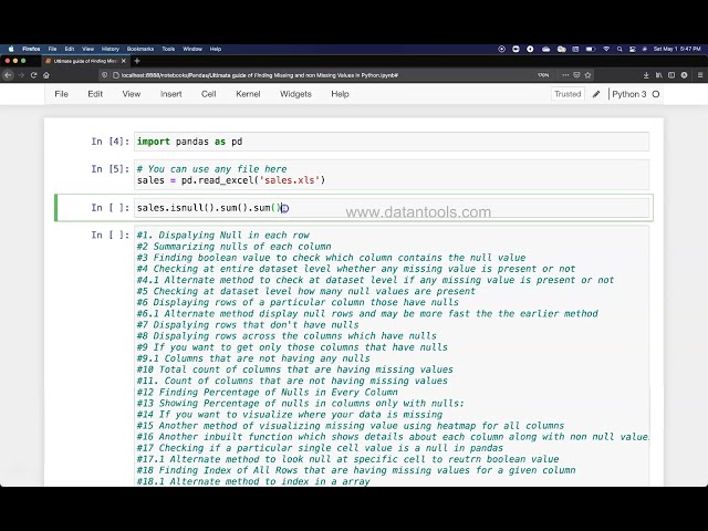 فیلم آموزشی: نحوه یافتن تعداد کل مقادیر از دست رفته در مجموعه داده پایتون Pandas | یافتن ارزش های گمشده با زیرنویس فارسی