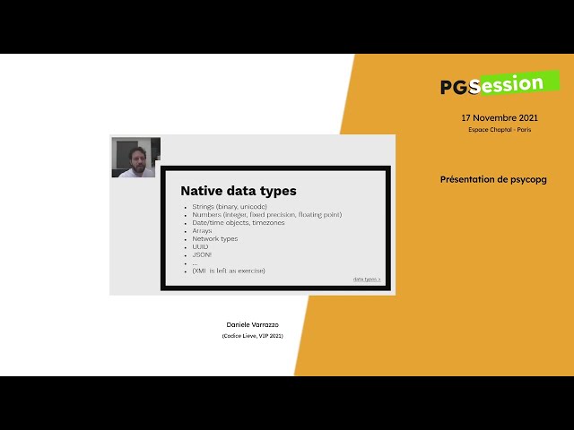 فیلم آموزشی: همه چیز در مورد عشق بین Python و PostgreSQL - برای Daniele Varrazzo، Codice Lieve با زیرنویس فارسی