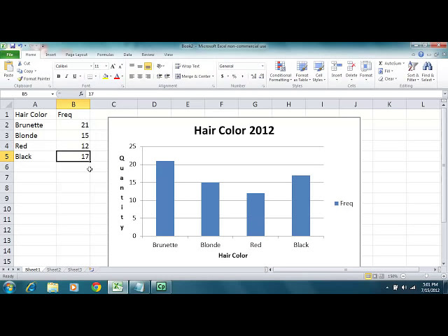 فیلم آموزشی: آمار - اکسل 2010 - داده های کیفی - ایجاد نمودار نواری با زیرنویس فارسی