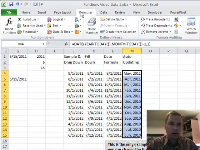 فیلم آموزشی: Excel Video 167 با استفاده از TODAY، DATE، YEAR و MONTH برای به روز رسانی خودکار گزارش چرخشی با زیرنویس فارسی