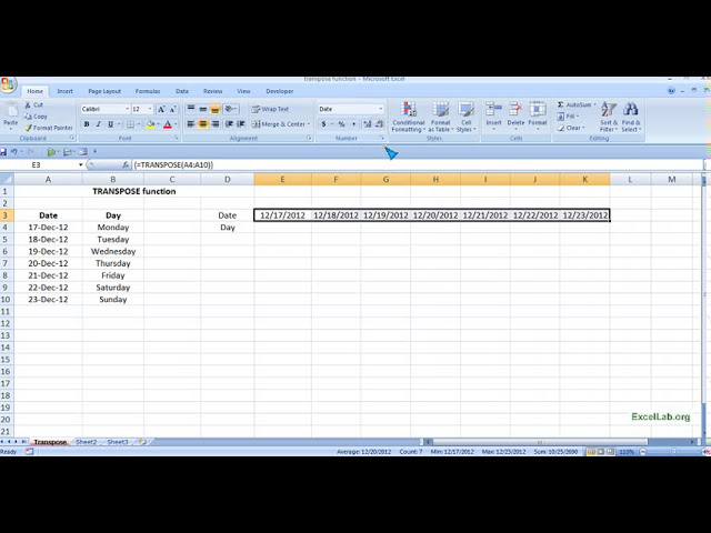 فیلم آموزشی: تبدیل داده ها در ستون به ردیف در تابع Excel Transpose با زیرنویس فارسی