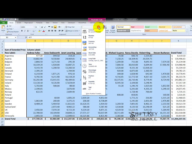 فیلم آموزشی: Excel 2010 اعمال فرمت حسابداری در تمرین داده های PivotTable 7 قسمت 1 با زیرنویس فارسی