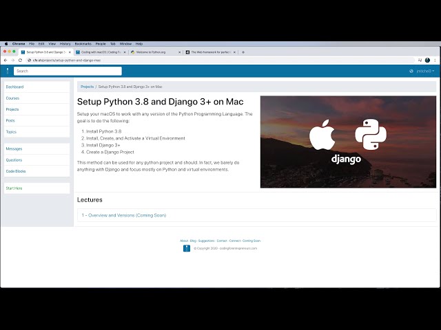 فیلم آموزشی: Python 3.8 و Django 3+ را در macOS نصب کنید - 1 از 9 - نمای کلی و نسخه ها با زیرنویس فارسی