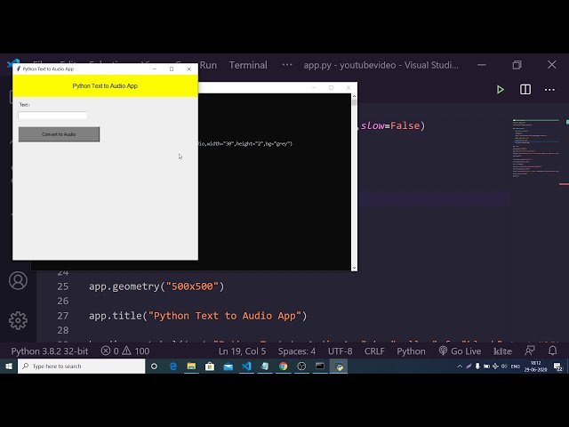 فیلم آموزشی: برنامه GUI متن به صوتی Python Tkinter با استفاده از پروژه کامل کتابخانه GTTS برای مبتدیان با زیرنویس فارسی