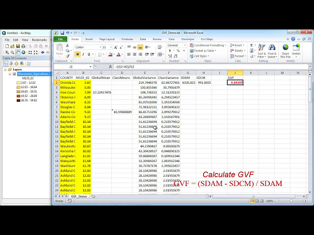 فیلم آموزشی: محاسبه خوب بودن واریانس فیت (GVF) در ArcGIS 10.1 و Excel