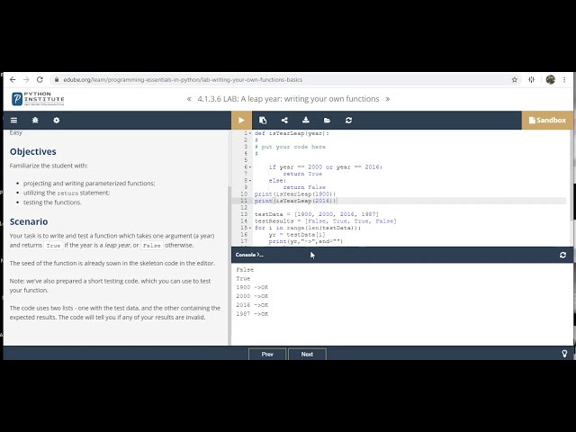 فیلم آموزشی: Python Essentials 4.1.3.6 Lab یک سال کبیسه برای نوشتن توابع خود با زیرنویس فارسی