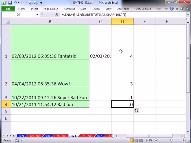 فیلم آموزشی: ترفند جادویی Excel 871: جستجوی آخرین خط در یک سلول: فرمول w LEN، SUBSTITUTE، SEARCH، CHAR، MID با زیرنویس فارسی