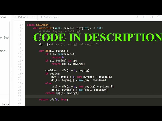 فیلم آموزشی: بهترین زمان برای خرید و فروش سهام با Cooldown - Leetcode 309 - Python