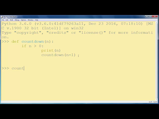 فیلم آموزشی: تابع بازگشتی در زبان برنامه نویسی پایتون مثال تابع شمارش معکوس