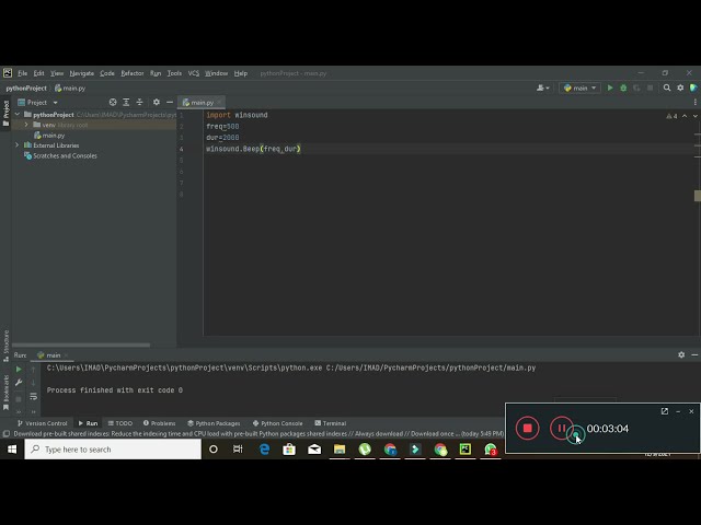 فیلم آموزشی: نحوه تولید صدای بوق در pycharm | نحوه تولید صدای بوق در پایتون با زیرنویس فارسی