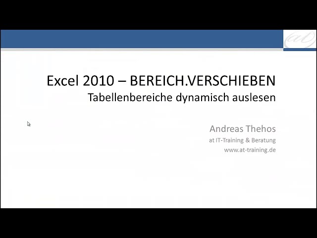 فیلم آموزشی: Excel - BEREICH.VERSCHIEBEN و VERGLEICH - Matrixfunktionen