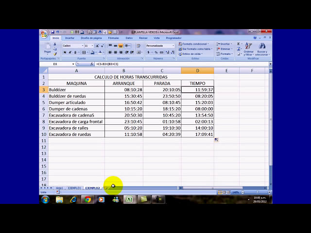 فیلم آموزشی: EXCEL 2007-2010 OPERACIONES CON HORAS. CALCULO TIEMPO TRANSCURRIDO.avi با زیرنویس فارسی