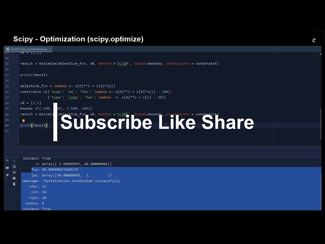 فیلم آموزشی: آموزش پایتون: Learn Scipy - بهینه سازی (scipy.optimize) در 13 دقیقه با زیرنویس فارسی