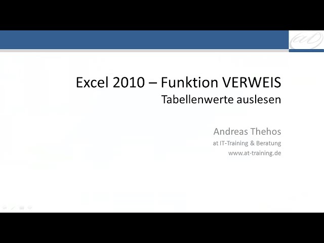 فیلم آموزشی: Excel - VERWEIS - Matrixfunktionen